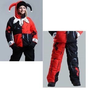 *Snow Pants & Jacket sz 8 Harley Batman Black Red Waterproof Winter Set Girls